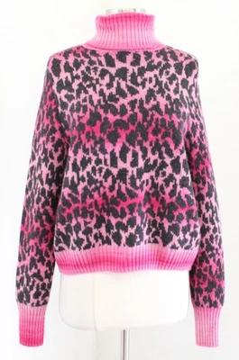 Nuevo con etiquetas Suéter Otoño Cachemira Puesta de Sol Combo Ombre Leopardo Cuello Alto Talla M Rosa Foto 1 de 4