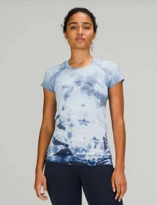 Lululemon Swiftly Tech Short Sleeve Shirt 2.0 10 Shibori Stripe True Navy - Picture 1 of 13