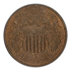 1867 Two Cent Piece PCGS MS-63 RB - Picture 1 of 4