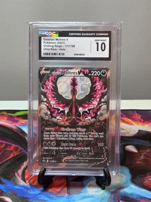 2021 POKEMON CGC 10 GALARIAN MOLTRES V 177/198 CHILLING REIGN ULTRA RARE HOLO - Image 1 of 2