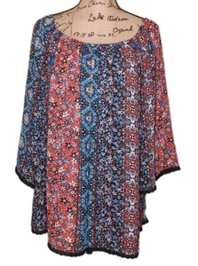 Westport - Colorful Convertible Neck Lace Trim Tunic - Women's Size 2X - Picture 1 of 3