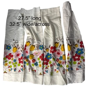 4 Vtg 1970s Floral Curtain Panels Vintage Colorful Flower Rod Pocket Drapes - Picture 1 of 18