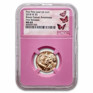 2018-W Gold $5 Breast Cancer Awareness MS-69 NGC (FR) - Picture 1 of 3