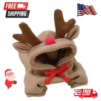 Disfraz de perro reno divertido mascota alce disfraz vestido invierno cálido mono Navidad Foto 1 de 4