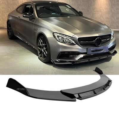 For Mercedes Benz C63 AMG C300 Gloss Black Car Front Bumper Lip Spoiler Splitter - Image 1 of 4