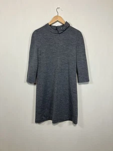 Claudie Pierlot Womens 40 Dress Size UK 12 Grey Wool Blend 3/4 Sleeve Bow Smart - Picture 1 of 8