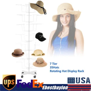 7 Tier Hat Display Stand Adjustable Rotating Cap Rack Retail Metal Holder Hanger - Picture 1 of 6