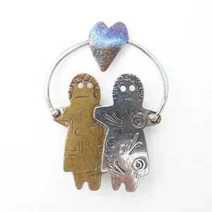 Broche artesanal de plata esterlina firmado Roggio regalo amor y amistad jengibre - Imagen 1 de 6