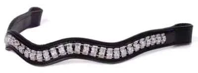 Cinta para cejas de cuero de caballo onda de cristal transparente de diseñador para brida. Foto 1 de 4