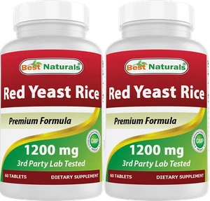 2 Pack Best Naturals Red Yeast Rice 1200 mg 60 Tablets - Picture 1 of 7