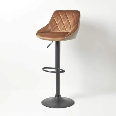 Henley Dark Gold Velvet Bar Stool | Swivel Gas Lift Chair, 60–81cm Seat - Image 1 of 4