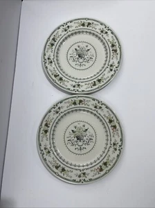Royal Doulton Provencal Green England English China Set Of 2 Dinner Plates - Picture 1 of 6