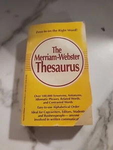 The Merriam Webster Thesaurus Paperback Book 1989 Synonyms, Antonyms, Words - Picture 1 of 13