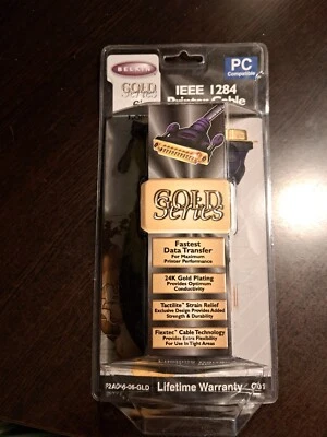 Belkin IEEE 1284 Printer Cable 6’ Foot Gold-Series F2A046-06-GLD Sealed New NIB - Image 1 of 3