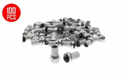 100 Pack F type RG6 Twist On Coax Cable RF Connector Plug Satellite Antenna TV - Image 1 of 2