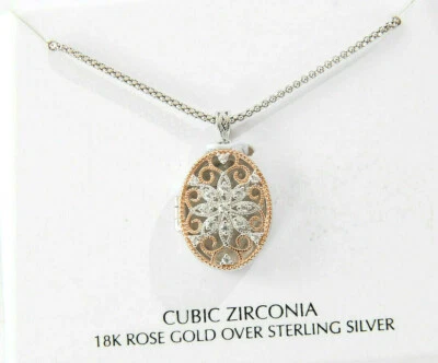 NUEVO COLLAR MEDALLÓN PLATA GIANI BERNINI - CIRCONITA CÚBICA Y ORO ROSA 18K  Foto 1 de 4