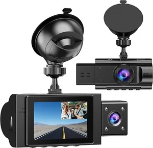 Dual Dash Cam Front and Inside FHD 1080P Dashcams for Cars w/ Infrared Night Cam - Picture 1 of 6