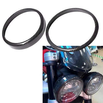 2x Anillo de embellecedores de marco de faros delanteros de fibra de carbono para Triumph Rocket 3 20-22 21 Foto 1 de 4