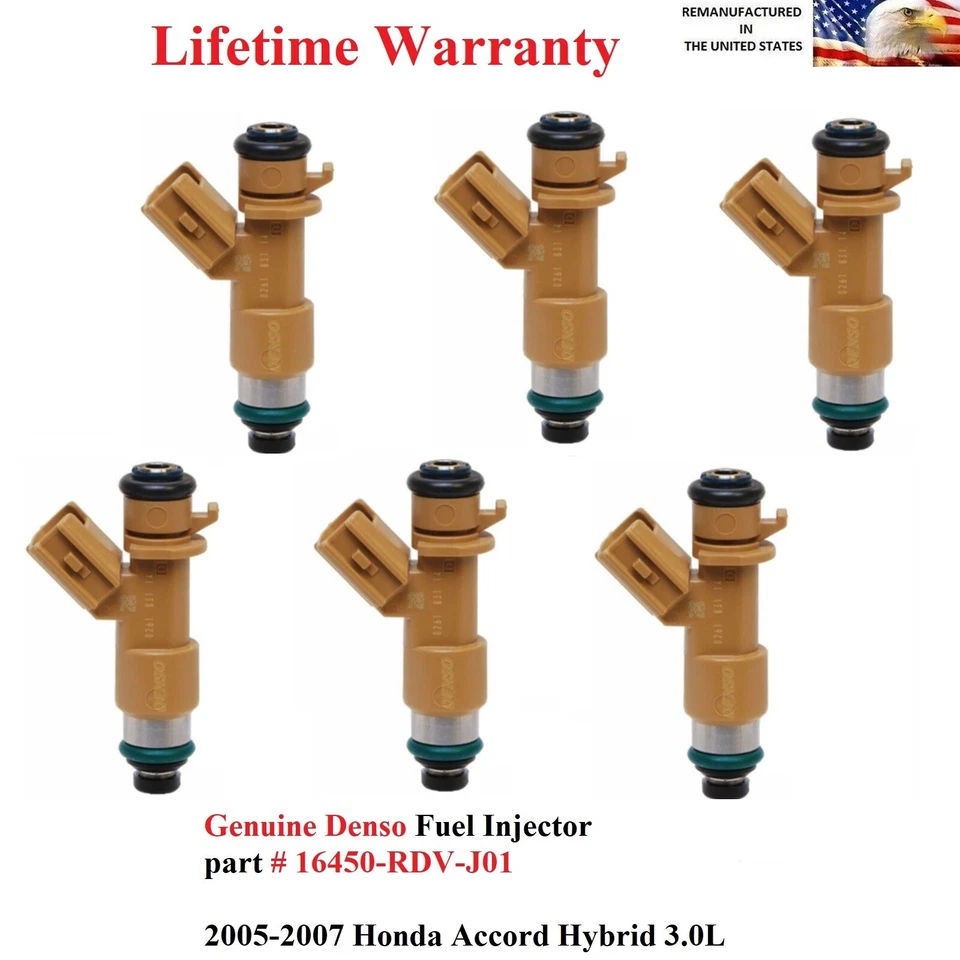 Оригинальная топливная форсунка Denso 6X для 2005-2007 Honda Accord Hybrid 3,0 л  - Изображение 1 из 1