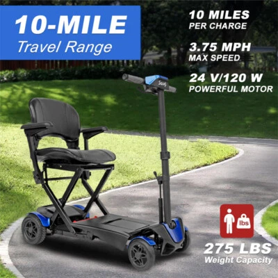 Scooter de movilidad eléctrico de viaje ligero de 4 ruedas plegable 10 millas 24V Foto 1 de 4