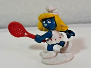 Vintage 1981 Peyo Schleich PVC Smurf Smurfette Tennis Player Figure - Picture 1 of 8