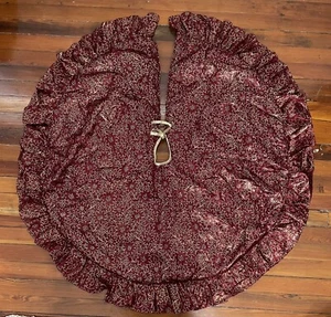 Weihnachtsbaum Rock weinrot Weihnachtsstern gold bestickt Rüschen rot 46" - Bild 1 von 7