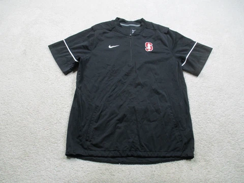 Stanford Cardinals Pullover Mens XL Black 1/4 Zip Windbreaker Nike Water Resist Cover