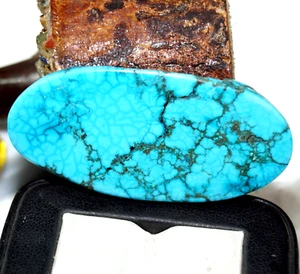 GIE Certified 80.40 Ct Black Natural Spiderweb Turquoise Blue Untreated Gemstone - Picture 1 of 5
