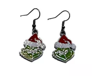 Pendientes de alambre francés de metal esmaltado Grinch - Imagen 1 de 1