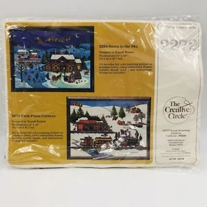 Vtg Creative Circle Needlepoint Kit #2272 Twin Pines Corners Christmas Train NOS - Picture 1 of 7