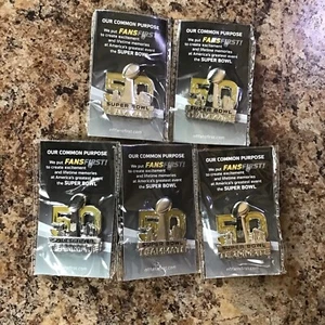 Lot Of 5 2016 NFL Super Bowl L (50) Pin: Panthers/Broncos 2/7/16 NFL Teammate - Picture 1 of 3