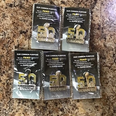 Lot Of 5 2016 NFL Super Bowl L (50)  Pin: Panthers/Broncos 2/7/16 NFL Teammate - Image 1 of 3