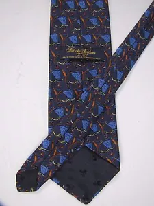 Cravatta BROOKS BROTHERS seta 61L blu navy passeggino cavallo passeggino uomo lunga - Foto 1 di 3
