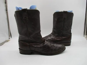 Botas de Vaquero Larry Mahan 47450 Marrón Pluma Completa Cuero Roper Para Hombre Talla 10.5 XE - Imagen 1 de 10