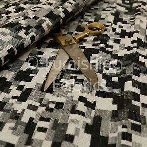 Modern Geometric Pattern Grey White Lightweight Upholstery Furnishing Fabrics