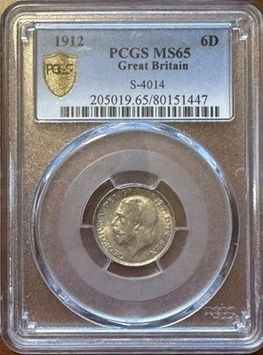 1912 Great Britain Six 6 Pence - PCGS MS65 - 6D - Image 1 of 4