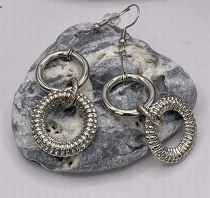 Dangle Drop Earrings One-off Design Made With Recycled Metal Hoops. - Picture 1 of 22