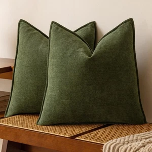 Pack of 2 Decorative Chenille Solid Accent Throw Pillow Covers 20x20 SereneScape - Picture 1 of 4