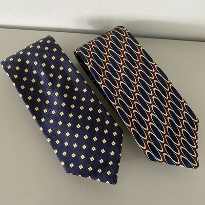 Turnbull Asser Hombre Corbata Geométrica Seda Londres Negocios Lote de 2 63" Largo Foto 1 de 4
