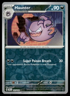 Haunter 103/162 Common Reverse Holo NM Pokemon SV05: Temporal Forces - Image 1 of 2