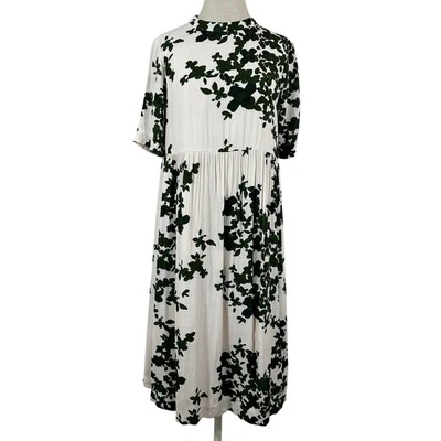 ICHI Women's Dress Ivory Green Floral Lined Cottagecore Midi Size 36/US 6 - Image 1 of 4