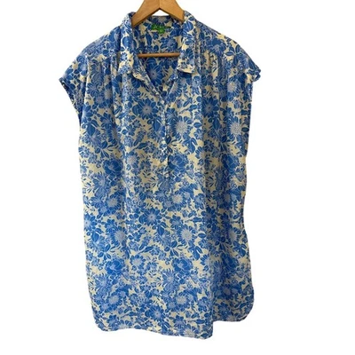 J. Crew Cap-sleeve cotton voile tunic cover-up in blue floral Size XL - Image 1 of 4