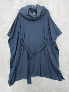 Vince Camuto Poncho Sweater Womens Medium Cowl Neck Belted Pullover Navy Blue - Picture 1 of 11