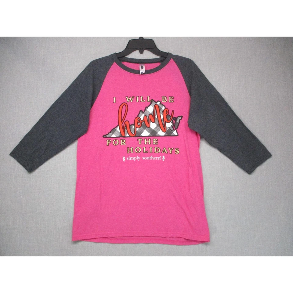 Camisa Raglán Simply Southern Rosa Gris Gráfico Informal Manga 34 Mujer Talla M Foto 1 de 4