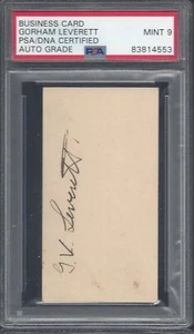 GORHAM LEVERETT, SIGNED VERSO OF BUSINESS CARD, PSA/DNA MINT 9 - Picture 1 of 2