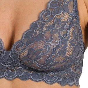 HANRO Luxury Moments Lace Unlined Wireless Bra Women's 38A Pigeon Plunge NWT - Picture 1 of 7