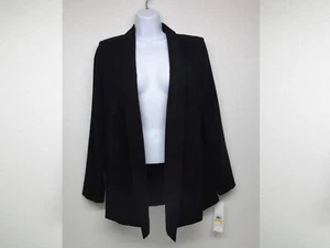 Calvin Klein Petite Black Open-Front Long Sleeve Twill Jacket Women's Size PM - Picture 1 of 6
