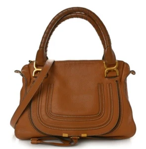 Cartera de cuero mediana para mujer Chloé Marcie marrón - Imagen 1 de 13