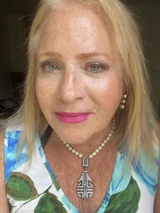 HEIDI DAUS ART DECO NECKLACE CREAM FAUX PEARL AND EARRINGS🎭 - Picture 1 of 4