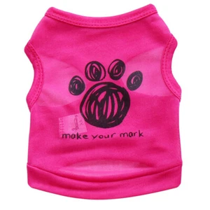Pet Clothes Puppy Dog Cat T-Shirt Summer Cute Paw Footprint Top Chihuahua Vest ☋ - Picture 1 of 30